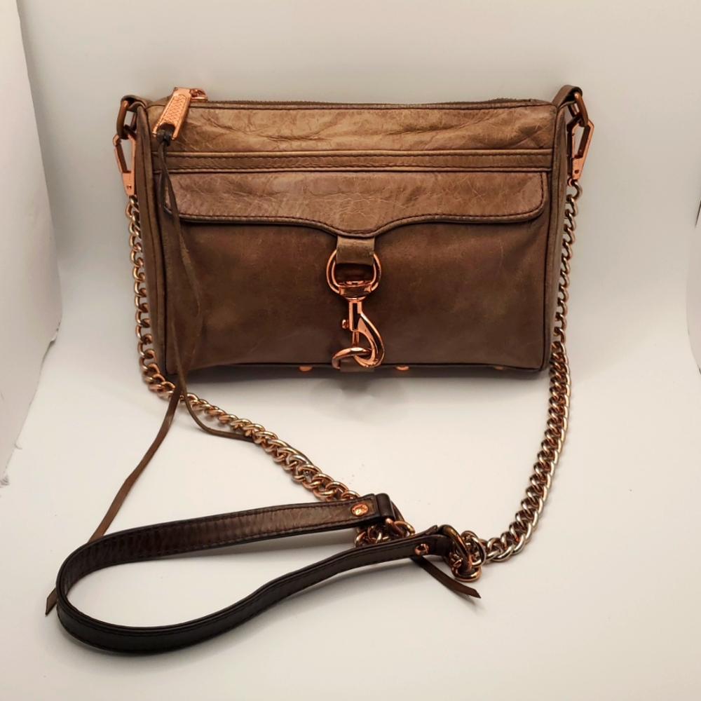Rebecca Minkoff‎ Leather Clasp Zip Chain  Crossbody Bag